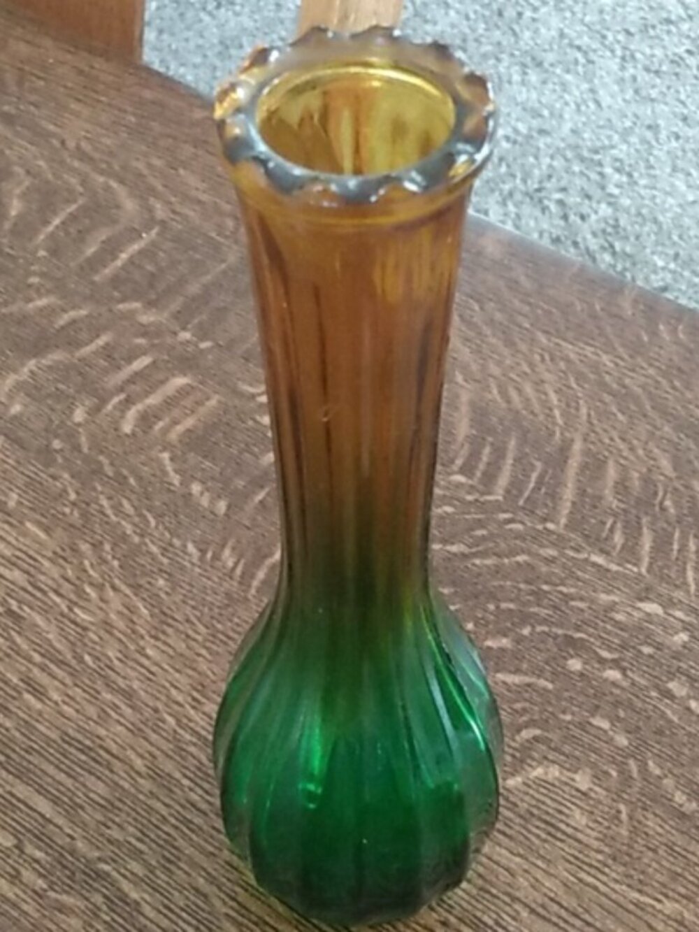 Vintage Green Glass Bud  Vase or Candlestick Holder (2) - Picture 8 of 16